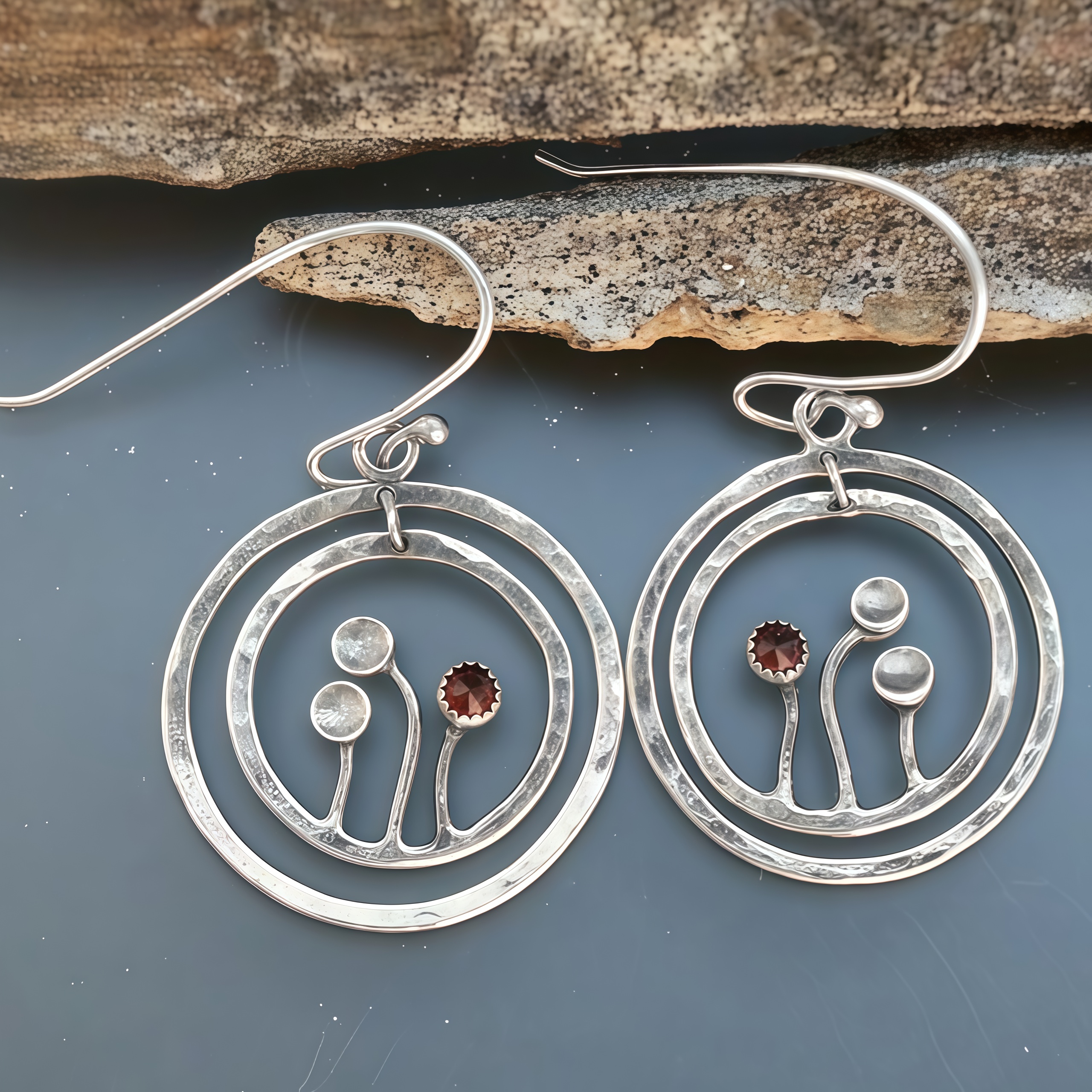 Women's Vintage Silvery Hollow Double-Layer Circular Earrings